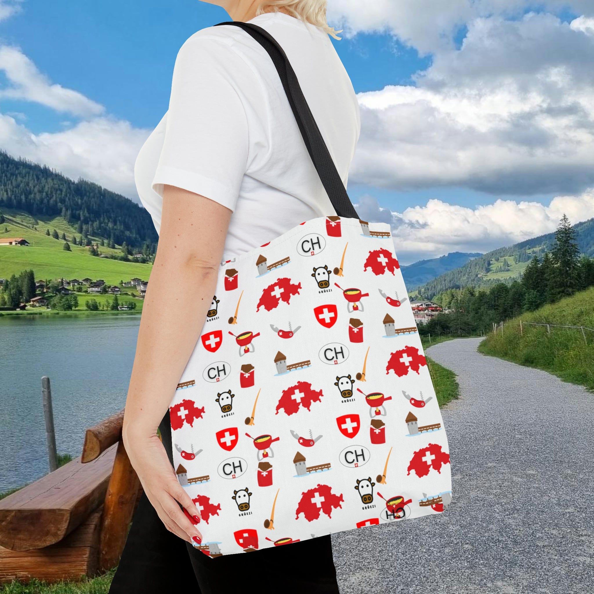 Swiss Icons Tote Culture And Travel Pattern The Swiss Souvenir Shop