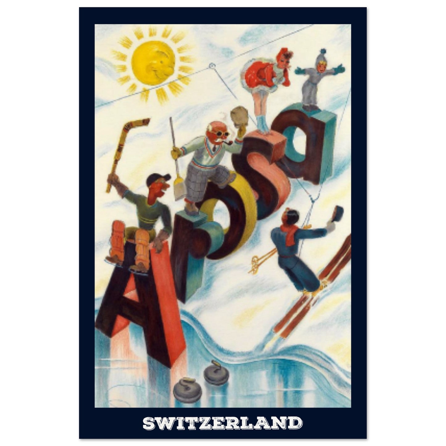 Arosa, Switzerland Retro Travel | Museum-Quality Matte Paper Poster | 60x90 cm / 24x36″