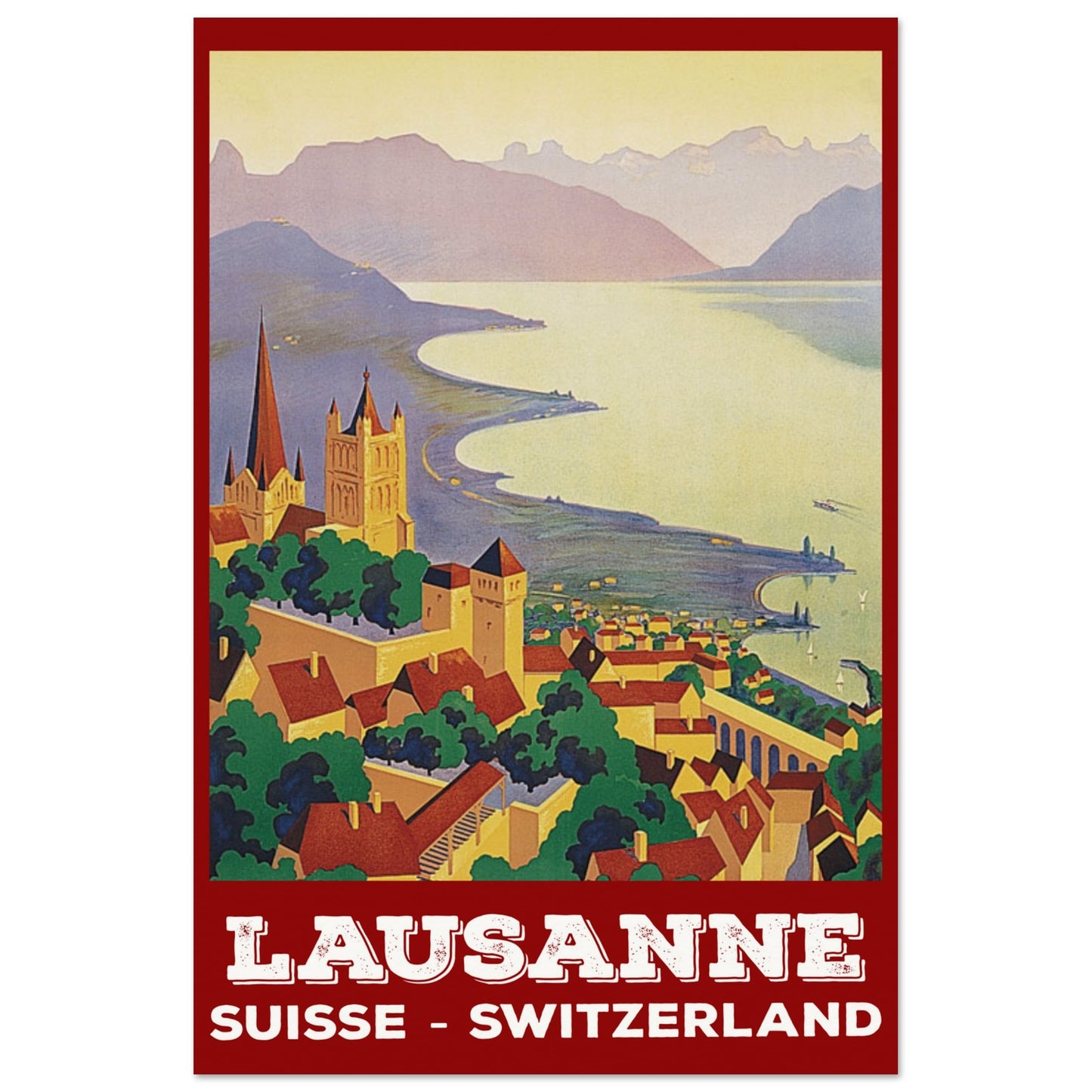 Lausanne, Switzerland Retro Travel | Museum-Quality Poster | 60x90 cm / 24x36″