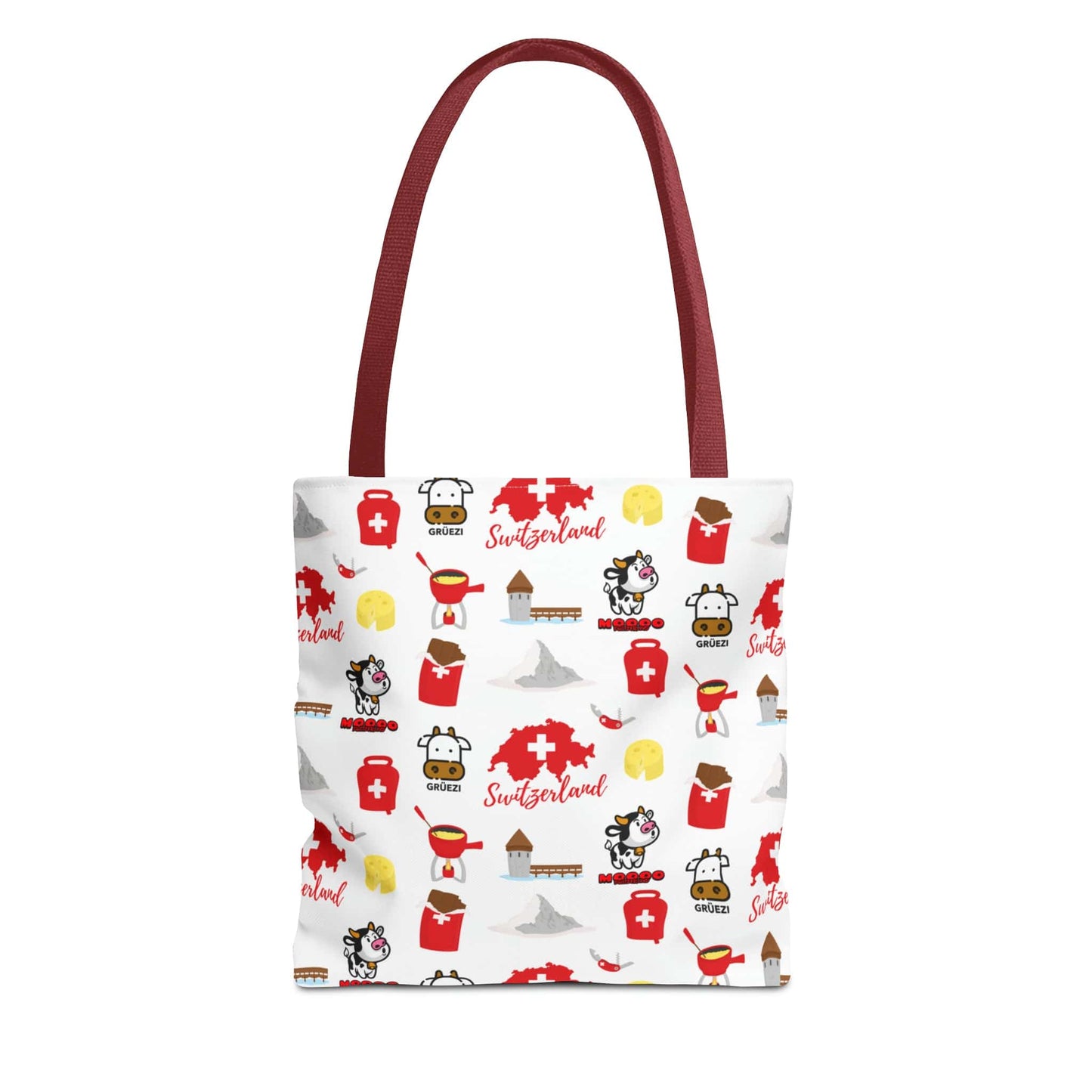 Swiss Travel Icons Pattern Tote Bag: Explore the Alpine Adventure! (AOP)