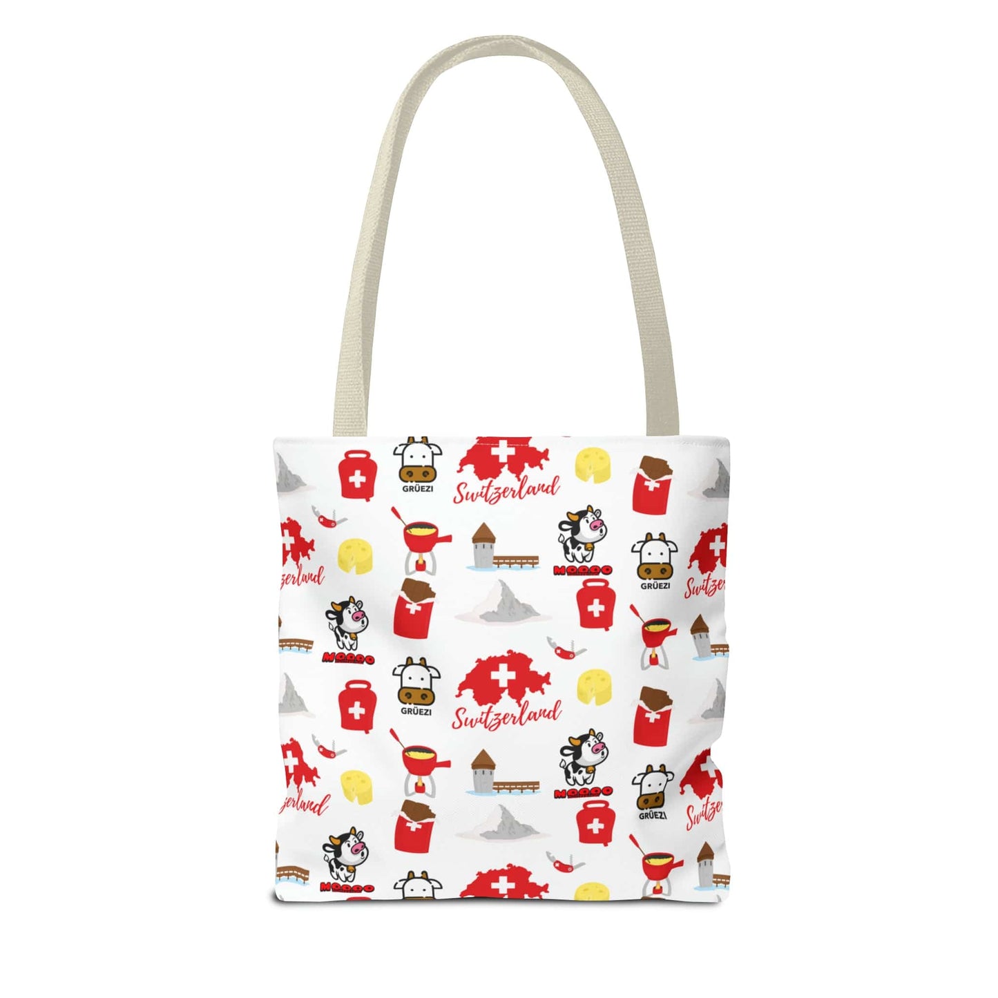 Swiss Travel Icons Pattern Tote Bag: Explore the Alpine Adventure! (AOP)