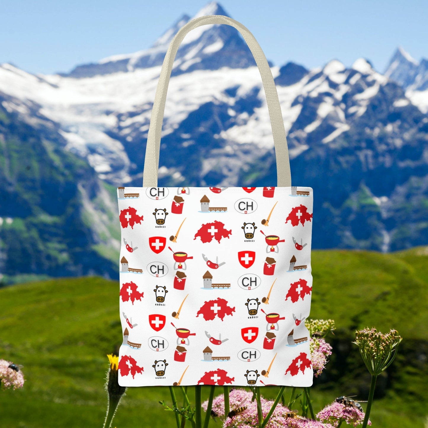 Swiss Icons Tote: Culture & Travel Pattern