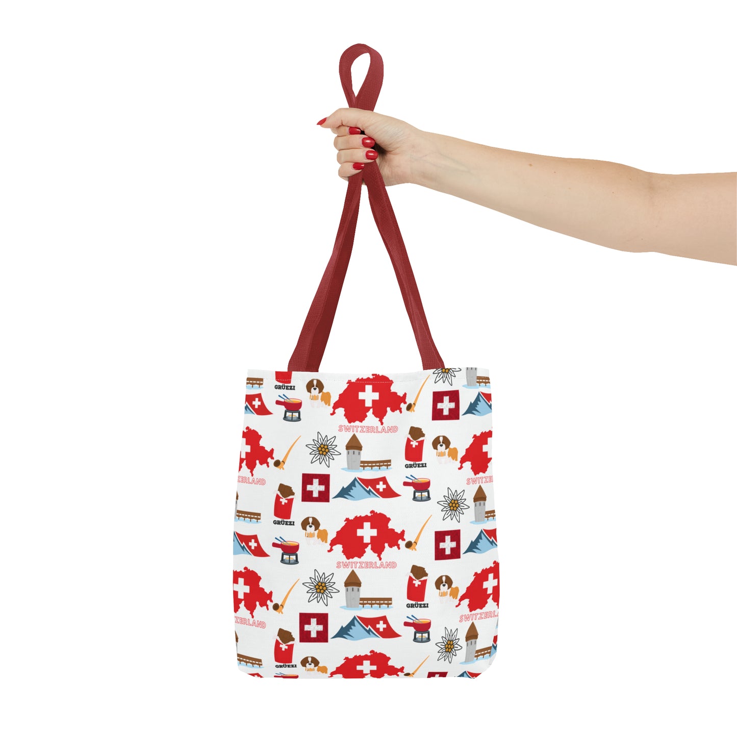 Swiss Travel and Culture Elements Pattern Tote Bag (AOP)