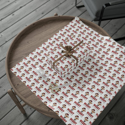 Festive Merry Swismass Wrapping Paper | Swiss Cow with Christmas Hat & Lights