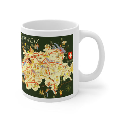 Switzerland Country Shape and Hans Thöni Travel Artwork Mug