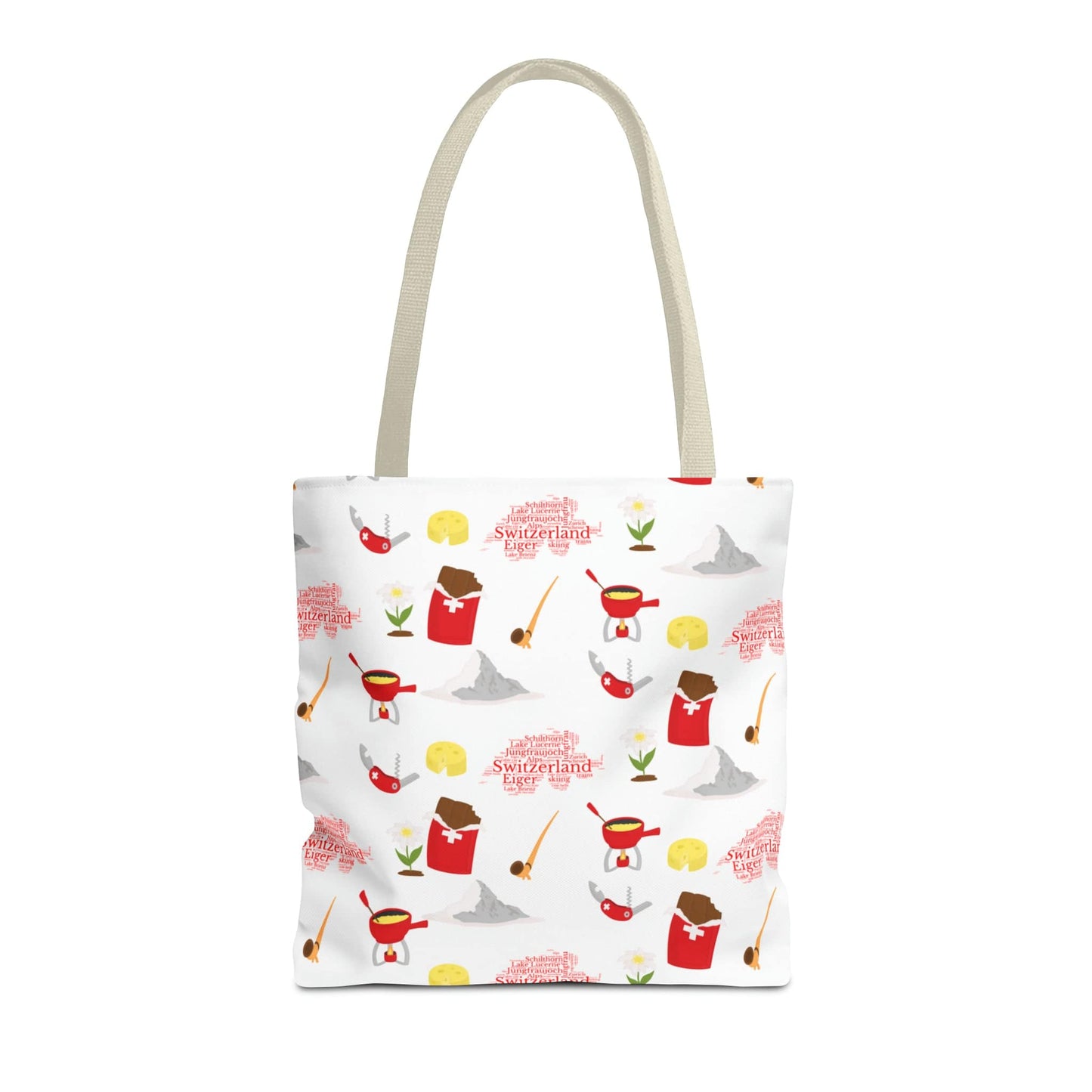 Switzerland Travel Elements Pattern | Tote Bag (AOP)