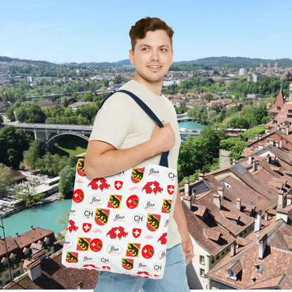 Bern Beauty All Over Tote: Swiss Flag, Coat of Arms & Map Pattern