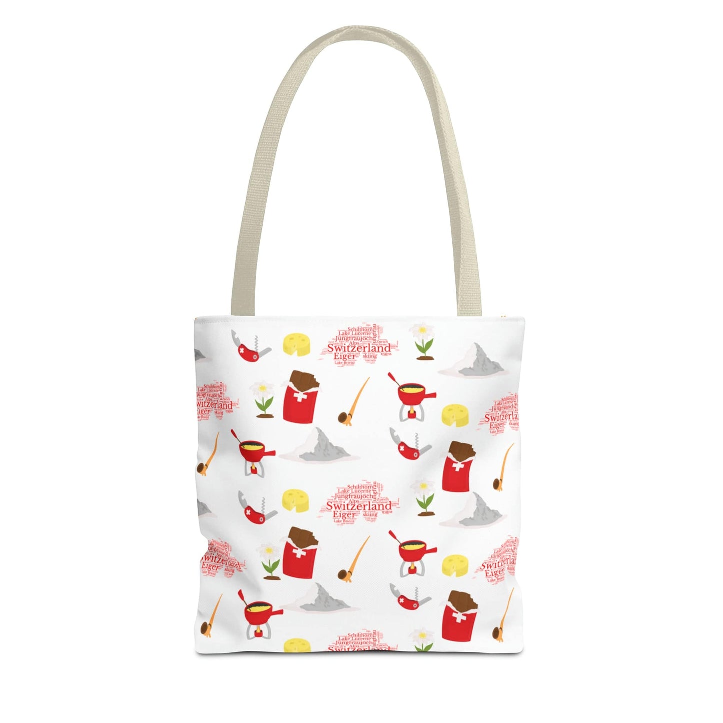 Switzerland Travel Elements Pattern | Tote Bag (AOP)