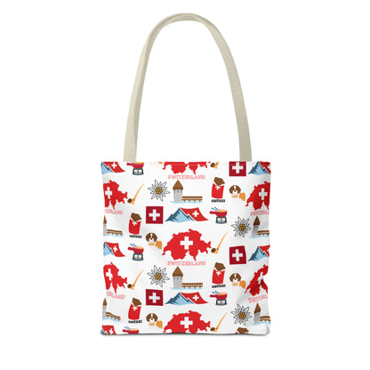 Swiss Travel and Culture Elements Pattern Tote Bag (AOP)