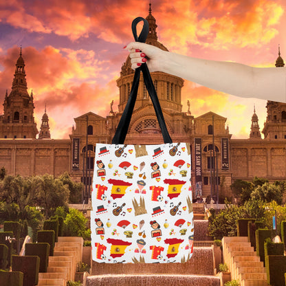 Discover Spain in Style: Vibrant Travel Tote Bag with Iconic Pattern