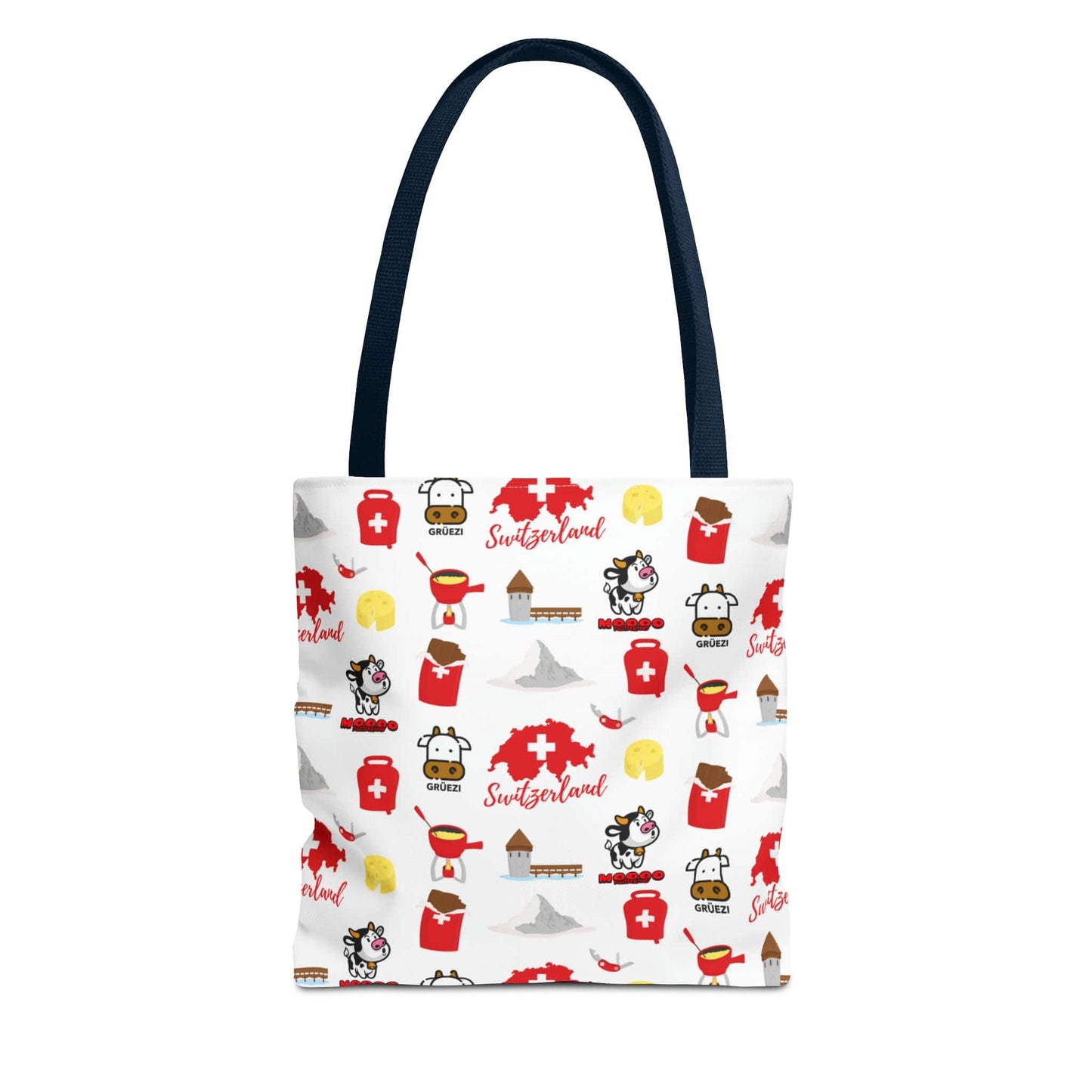 Swiss Travel Icons Pattern Tote Bag: Explore the Alpine Adventure! (AOP)