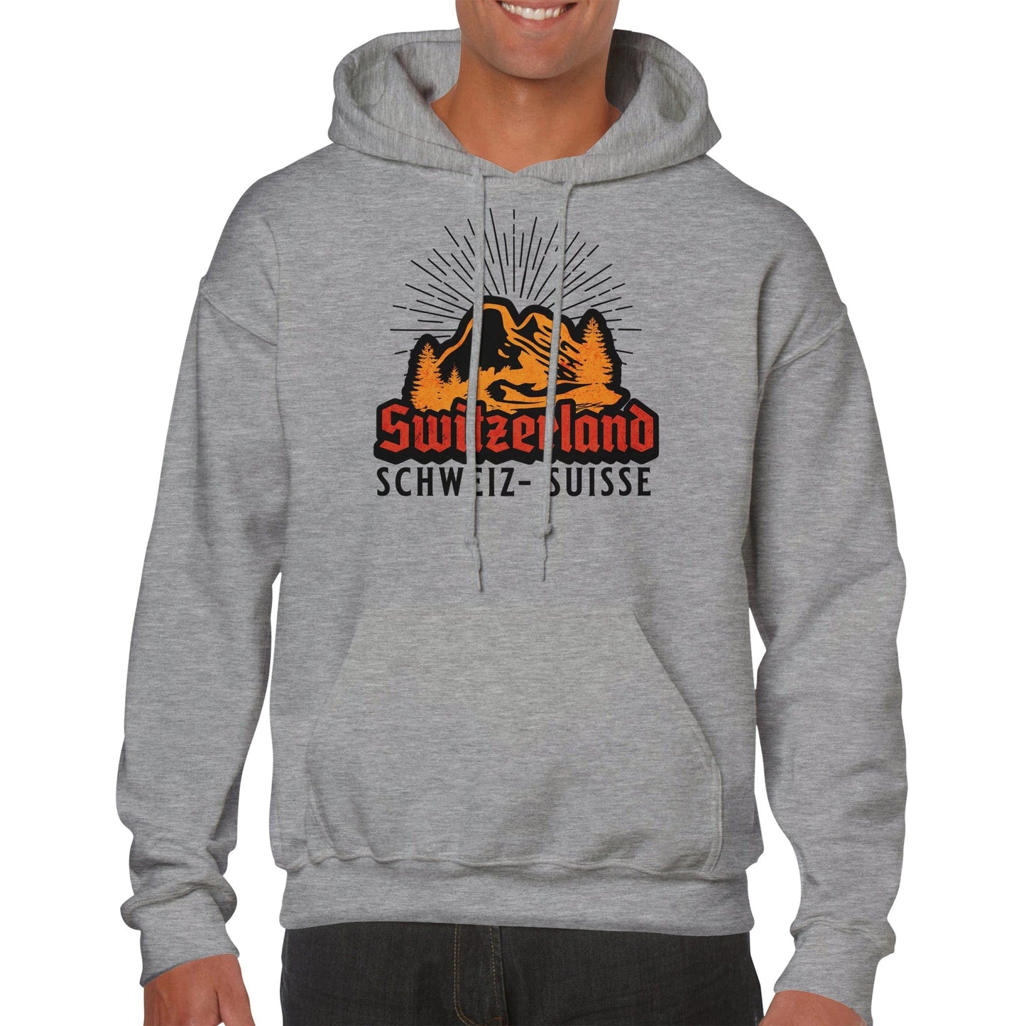 Switzerland | Suisse - Schweiz Hoodie: Retro Mountain Design, Capturing the Essence of Swiss Beauty