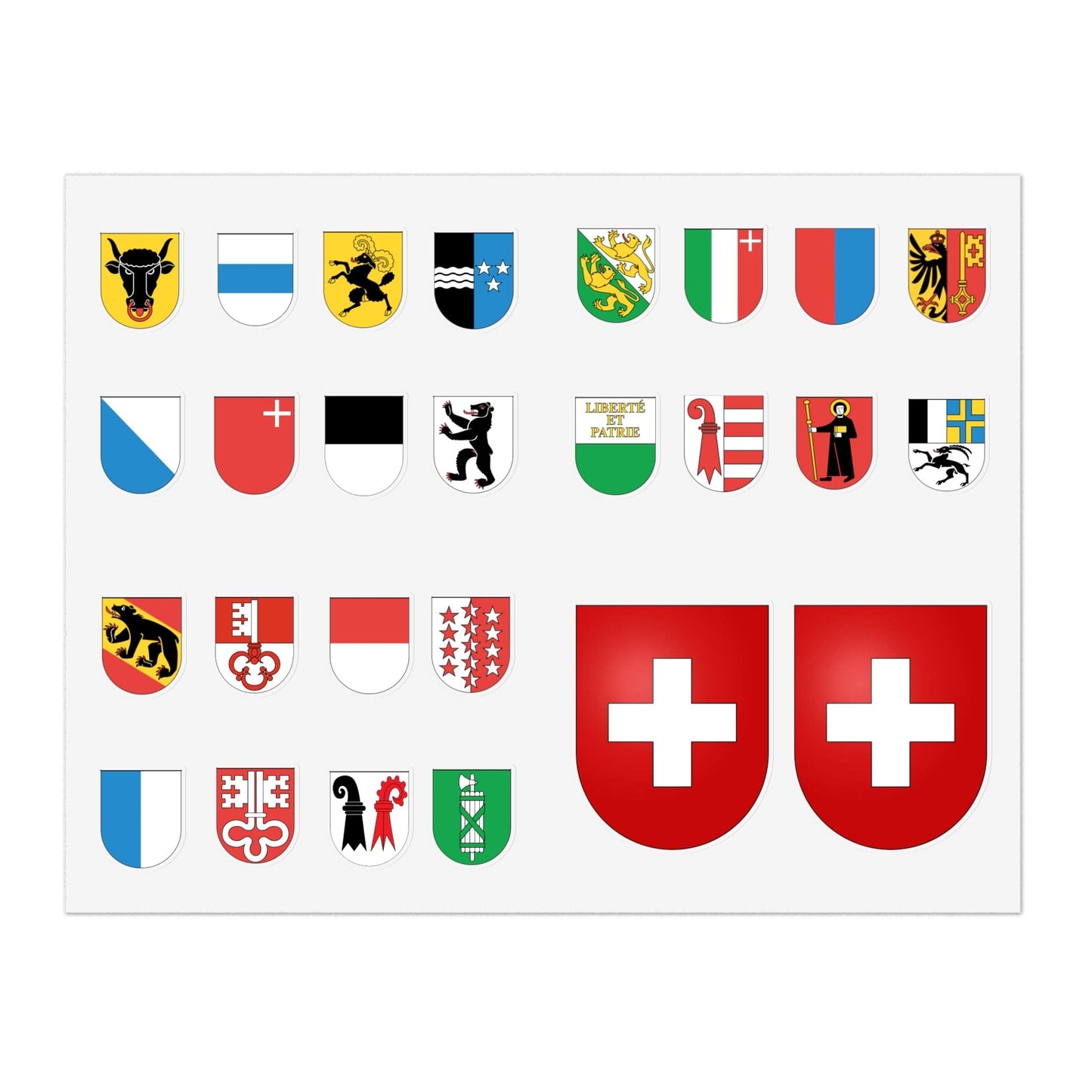 Swiss Cantons Coat of Arms Sticker Bundle: Celebrate Swiss Heritage!