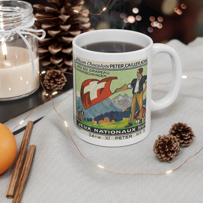 Traditional Swiss Flag Throwing  |  Vintage Painting Mug