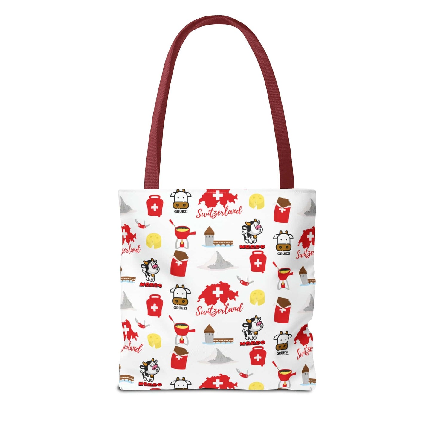 Swiss Travel Icons Pattern Tote Bag: Explore the Alpine Adventure! (AOP)