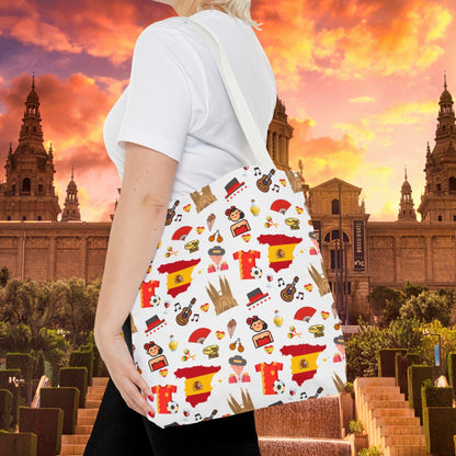 Discover Spain in Style: Vibrant Travel Tote Bag with Iconic Pattern