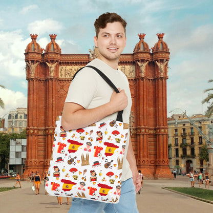 Discover Spain in Style: Vibrant Travel Tote Bag with Iconic Pattern