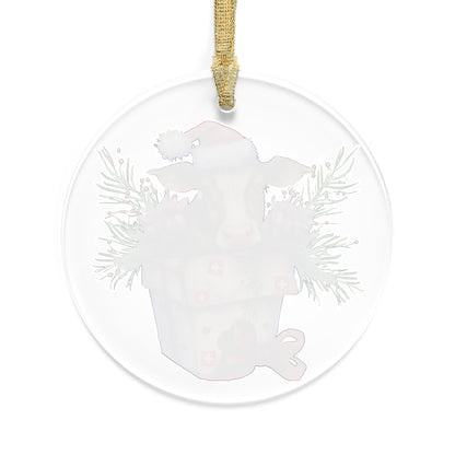 Christmas Cow Acrylic Ornament – Adorable Swiss Cow with Santa Hat, Festive Holiday Decoration for Christmas Tree – Perfect Swiss-Themed Gift, Durable & Lightweight