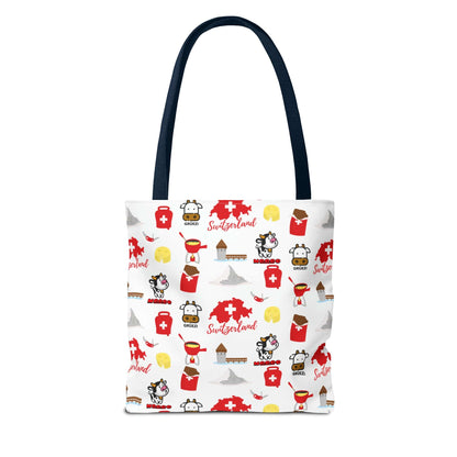 Swiss Travel Icons Pattern Tote Bag: Explore the Alpine Adventure! (AOP)