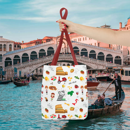 Italian Icons Tote Bag: Pizza, Coliseum, Coffee & More! Explore Italy's Charm in Style AOP