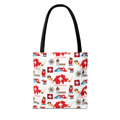 Swiss Travel and Culture Elements Pattern Tote Bag (AOP)