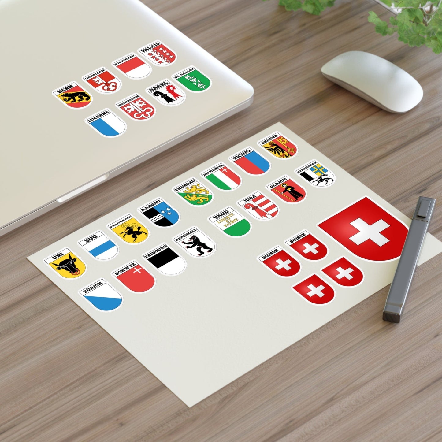 Swiss Pride: Switzerland Cantons Coat of Arms | Cut Die Sticker Sheet