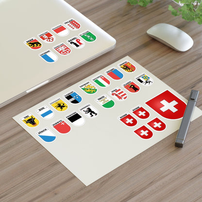 Swiss Pride: Switzerland Cantons Coat of Arms | Cut Die Sticker Sheet