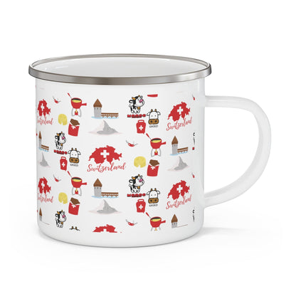 Swiss Adventure Enamel Camping Mug | Explore Switzerland's Iconic Wonders