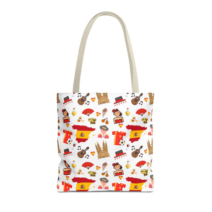 Discover Spain in Style: Vibrant Travel Tote Bag with Iconic Pattern