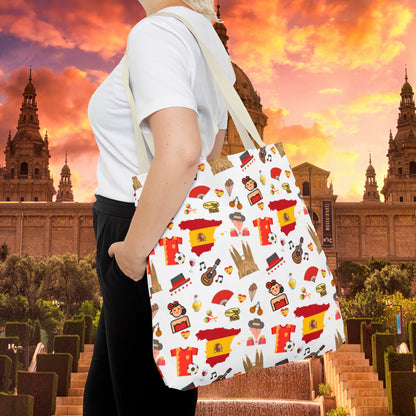 Discover Spain in Style: Vibrant Travel Tote Bag with Iconic Pattern