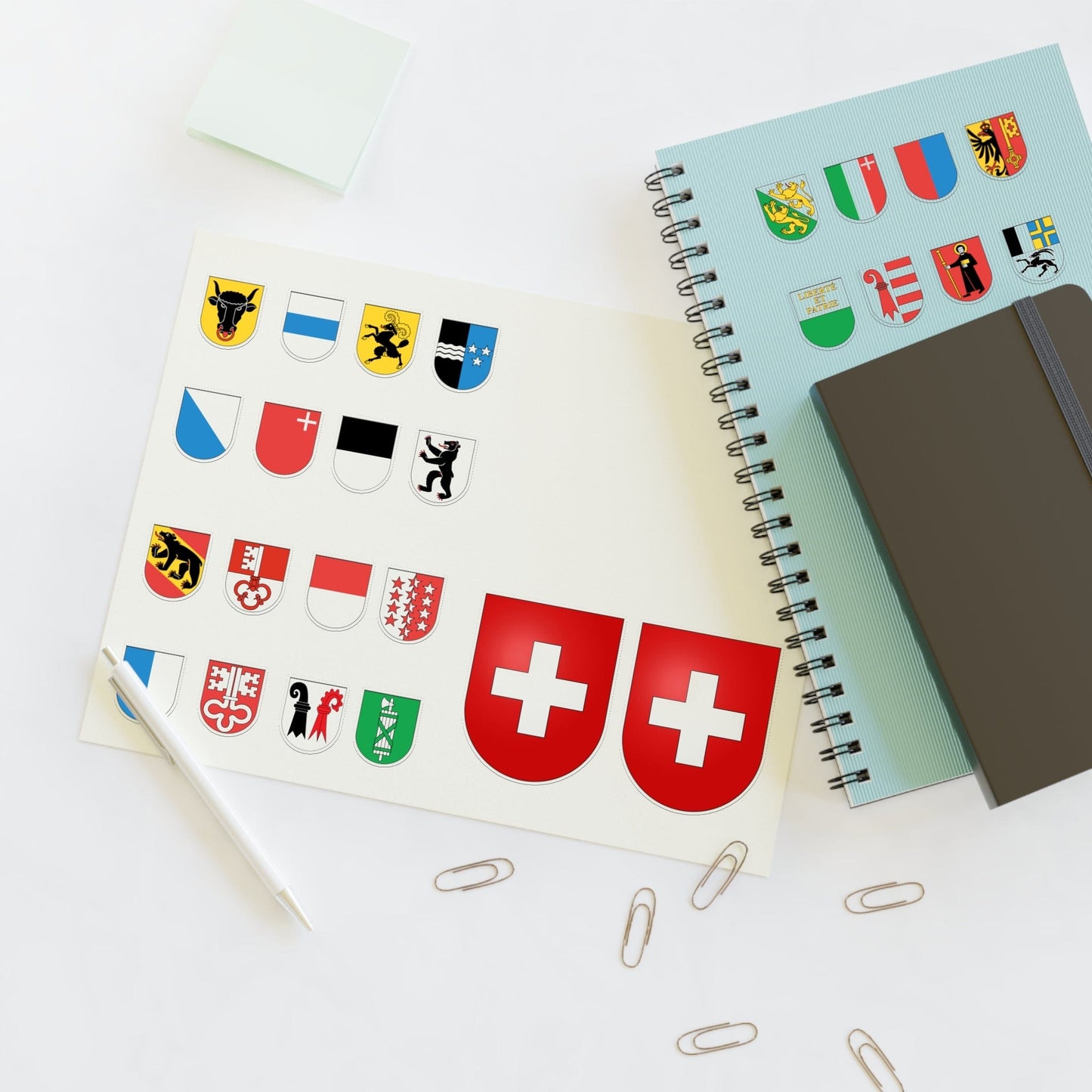 Swiss Cantons Coat of Arms Sticker Bundle: Celebrate Swiss Heritage!