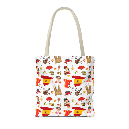 Discover Spain in Style: Vibrant Travel Tote Bag with Iconic Pattern