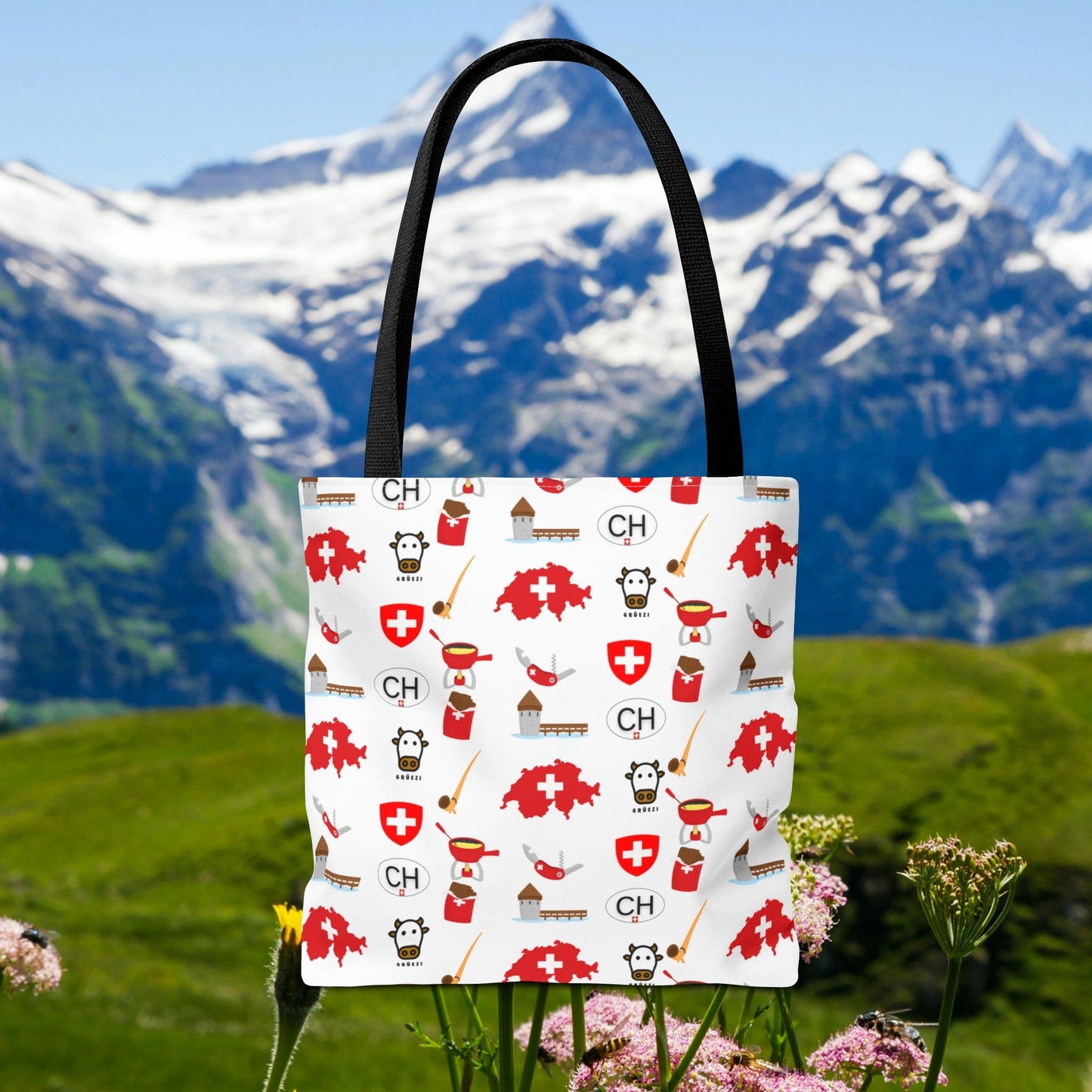 Swiss Icons Tote: Culture & Travel Pattern