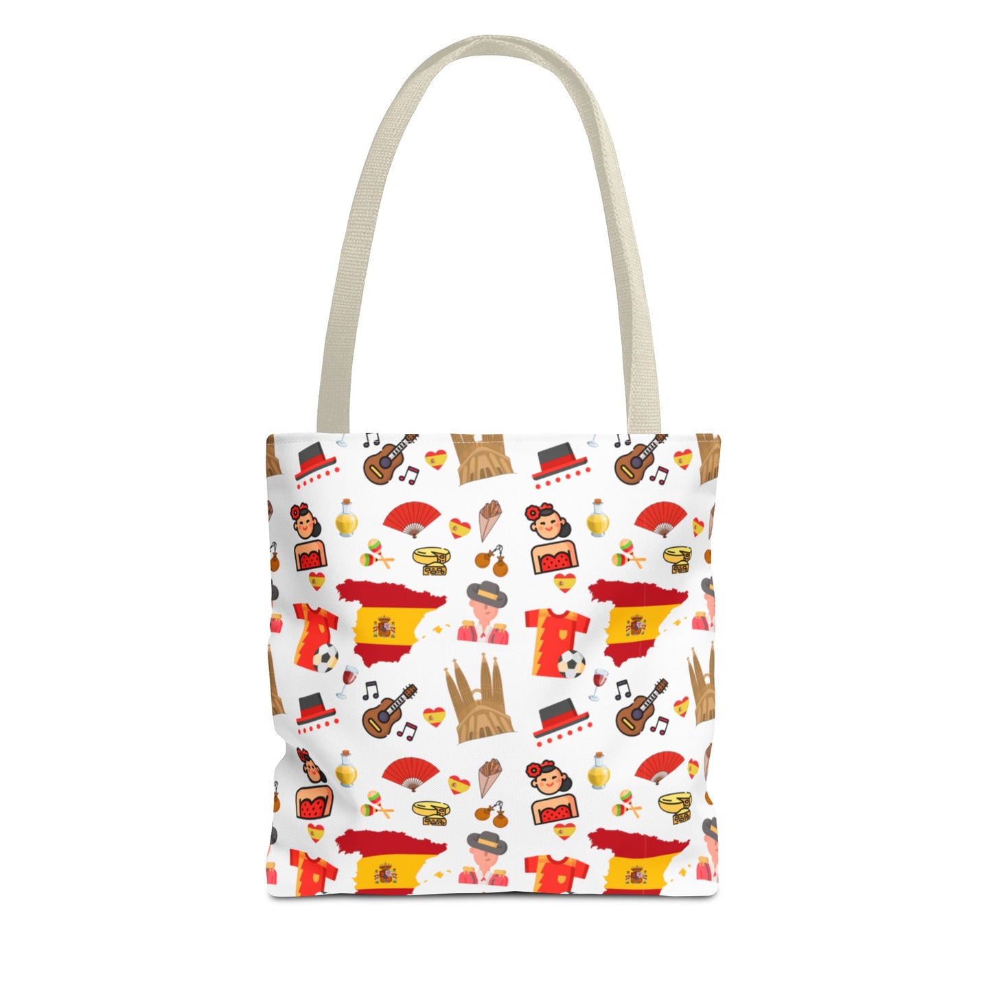 Discover Spain in Style: Vibrant Travel Tote Bag with Iconic Pattern