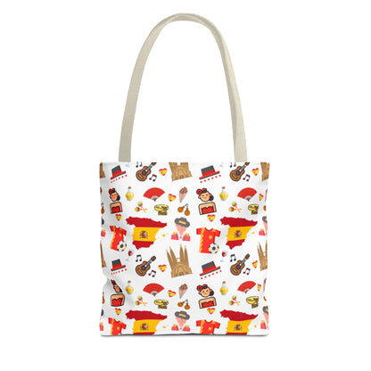 Discover Spain in Style: Vibrant Travel Tote Bag with Iconic Pattern