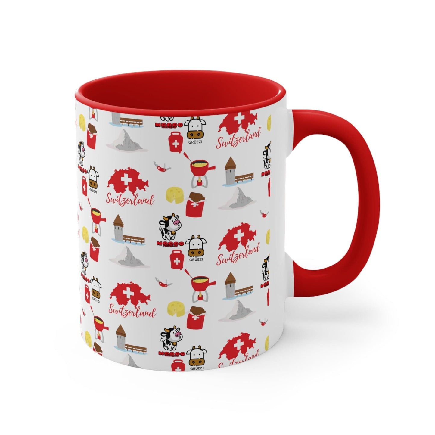 Switzerland Charming Travel Icons | Accent Coffee Mug, 11oz