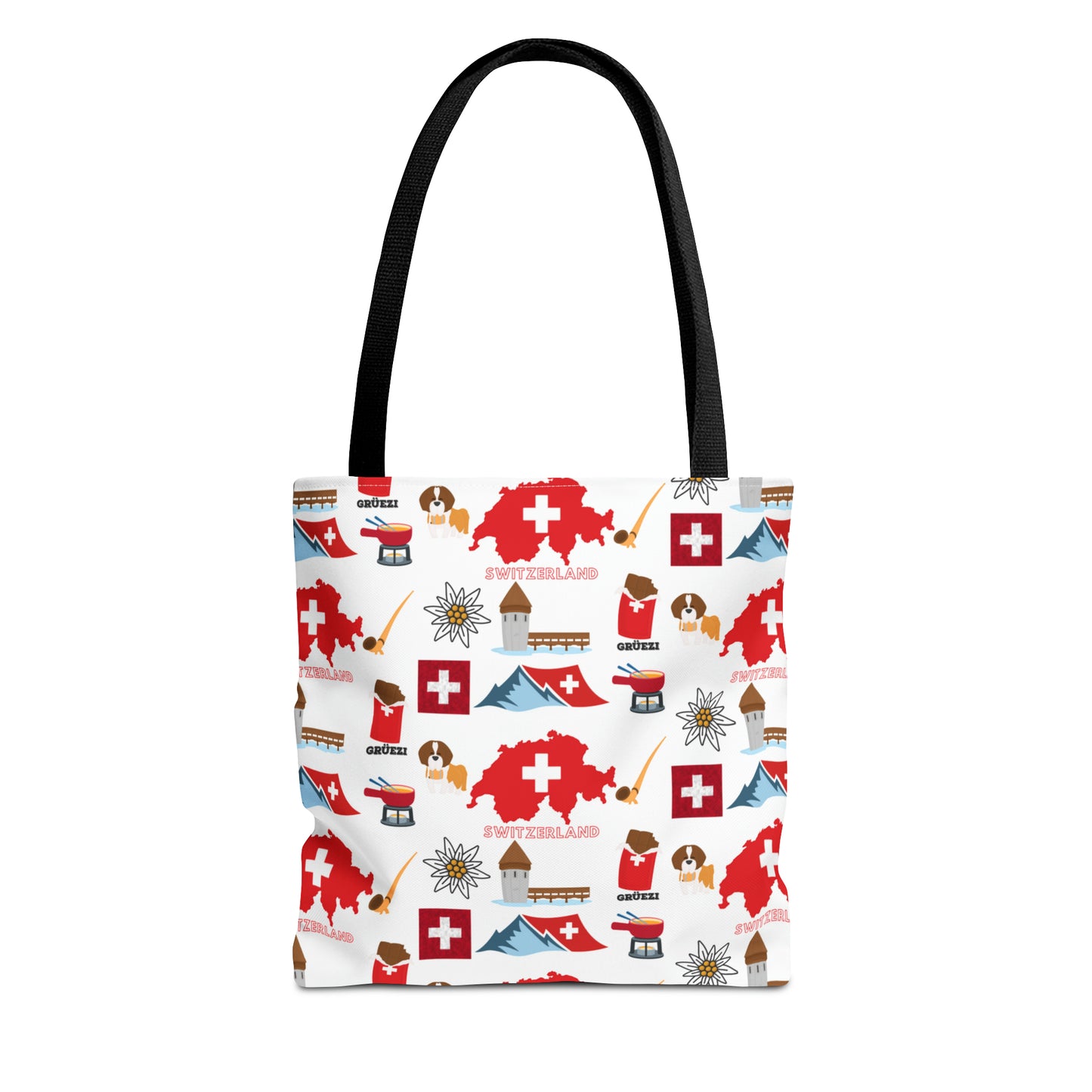 Swiss Travel and Culture Elements Pattern Tote Bag (AOP)