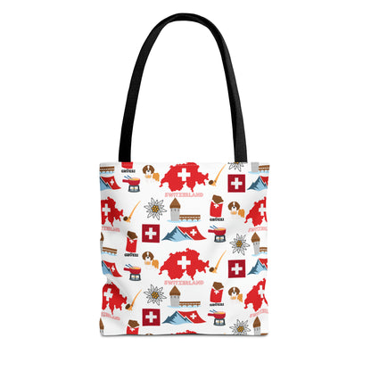 Swiss Travel and Culture Elements Pattern Tote Bag (AOP)