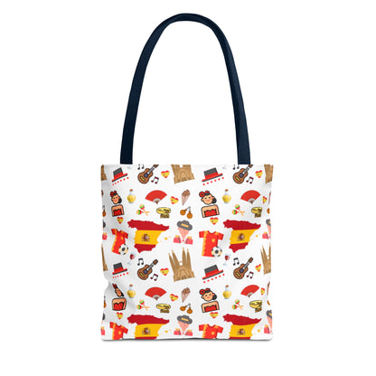 Discover Spain in Style: Vibrant Travel Tote Bag with Iconic Pattern