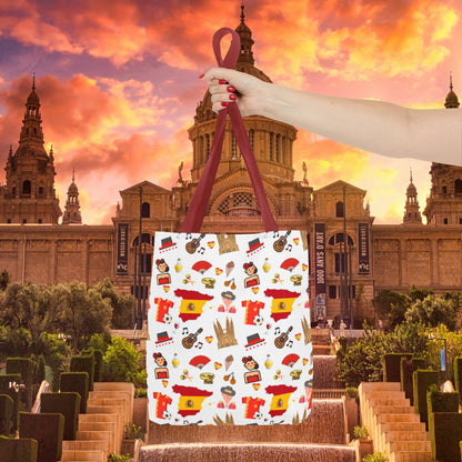 Discover Spain in Style: Vibrant Travel Tote Bag with Iconic Pattern