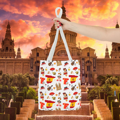 Discover Spain in Style: Vibrant Travel Tote Bag with Iconic Pattern