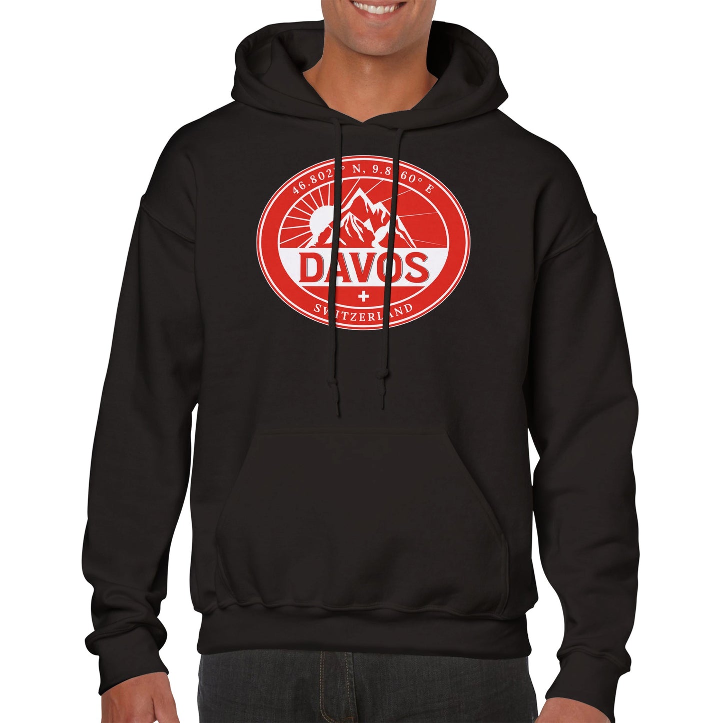 Davos, Switzerland | Outdoor Seal with Coordinates & Swiss Flag Classic Hoodie