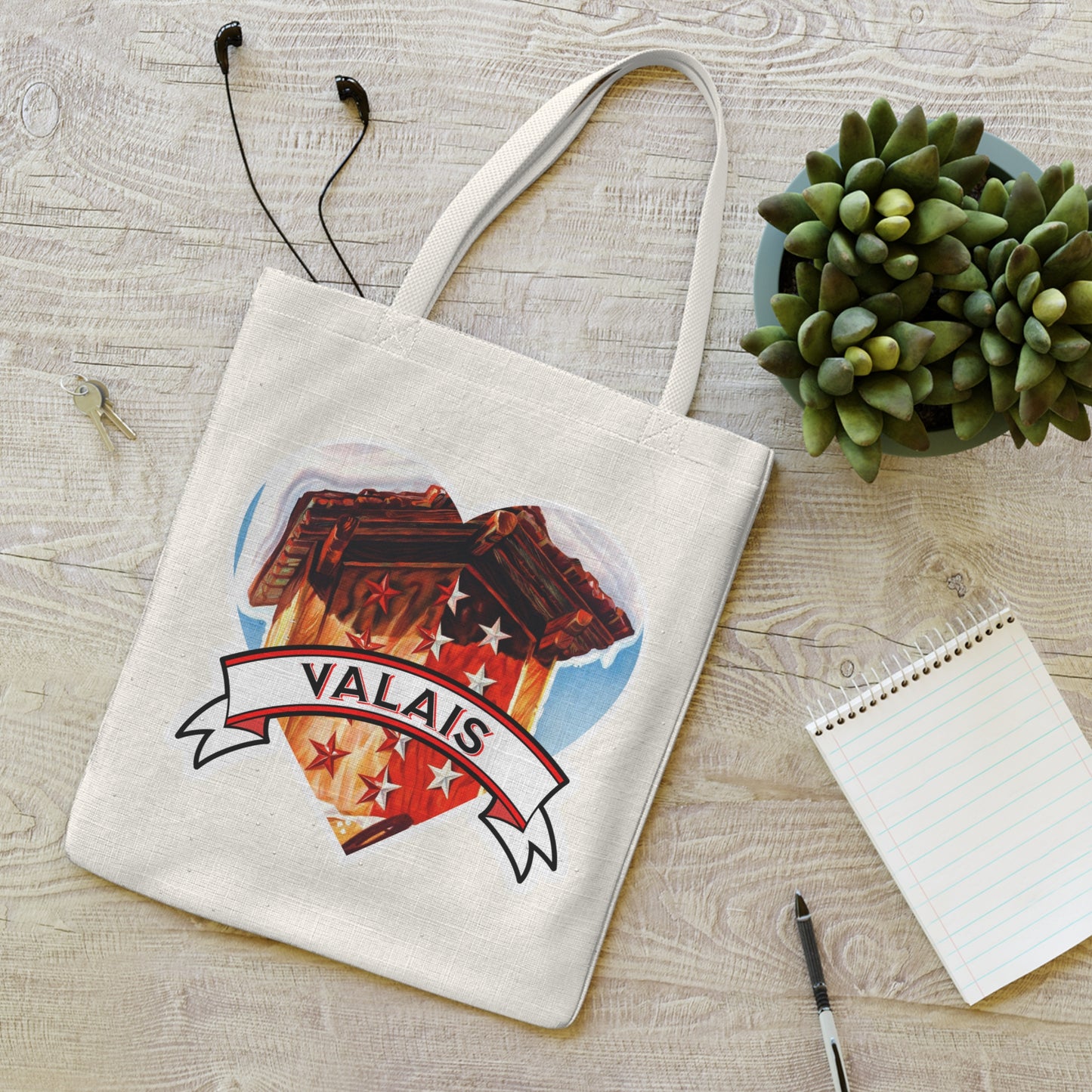 I Love Valais | Coat of Arms Embedded in a Heart | Tote Bag