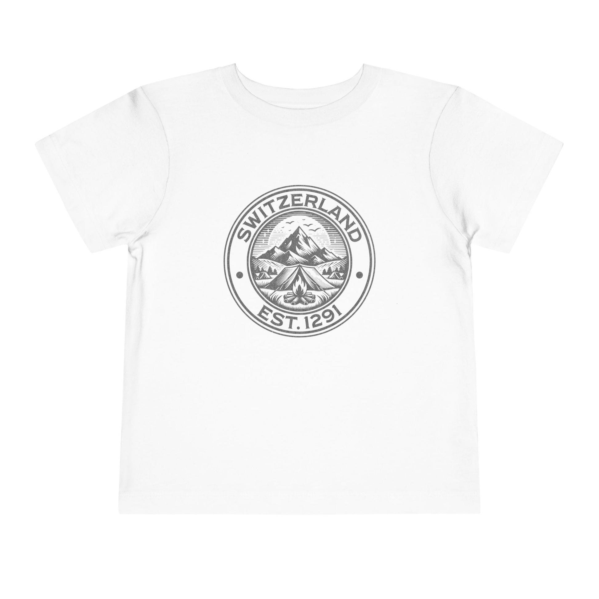 Switzerland toddler tee in white, pink, and athletic heather