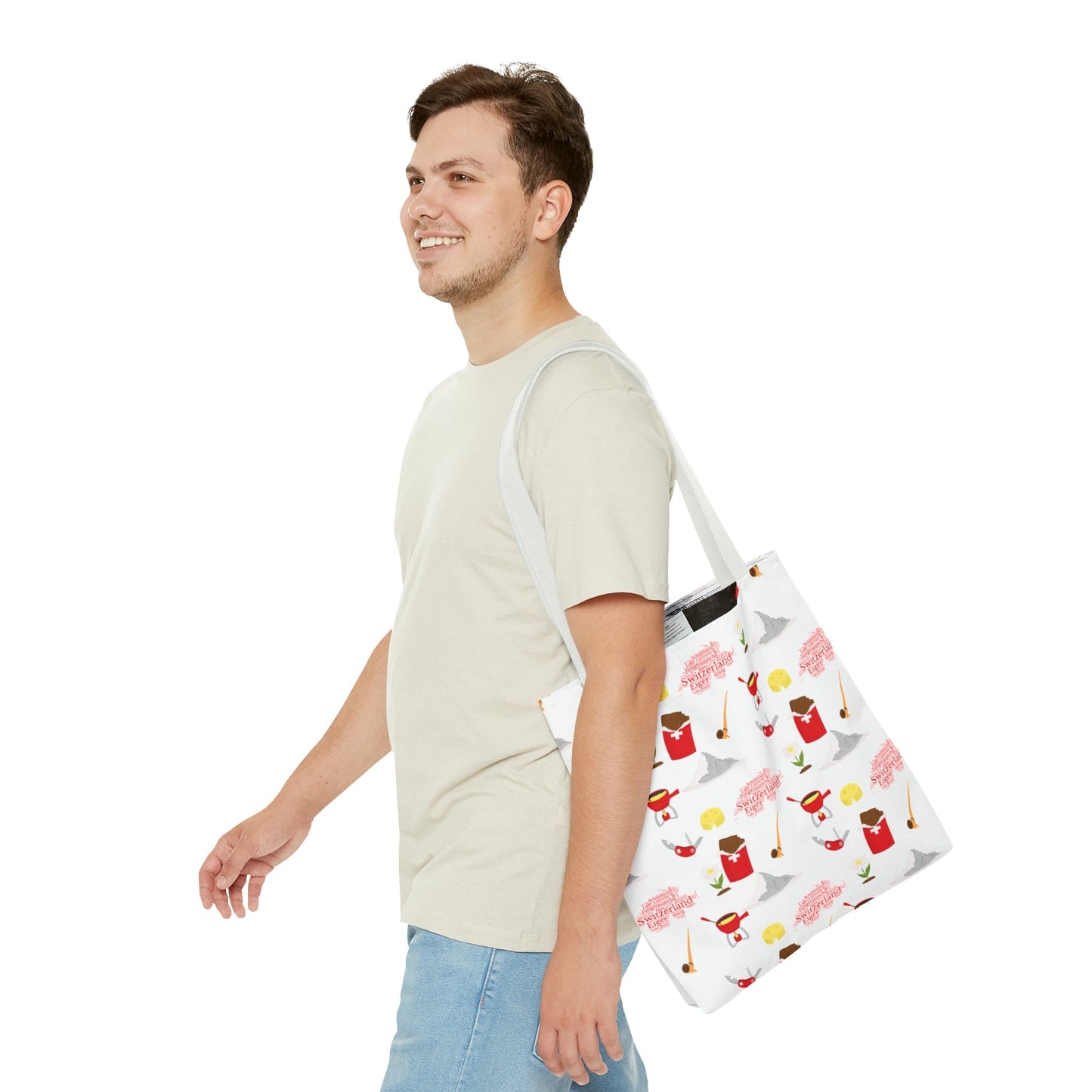 Switzerland Travel Elements Pattern | Tote Bag (AOP)