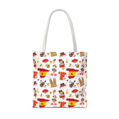 Discover Spain in Style: Vibrant Travel Tote Bag with Iconic Pattern