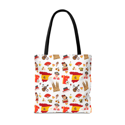 Discover Spain in Style: Vibrant Travel Tote Bag with Iconic Pattern