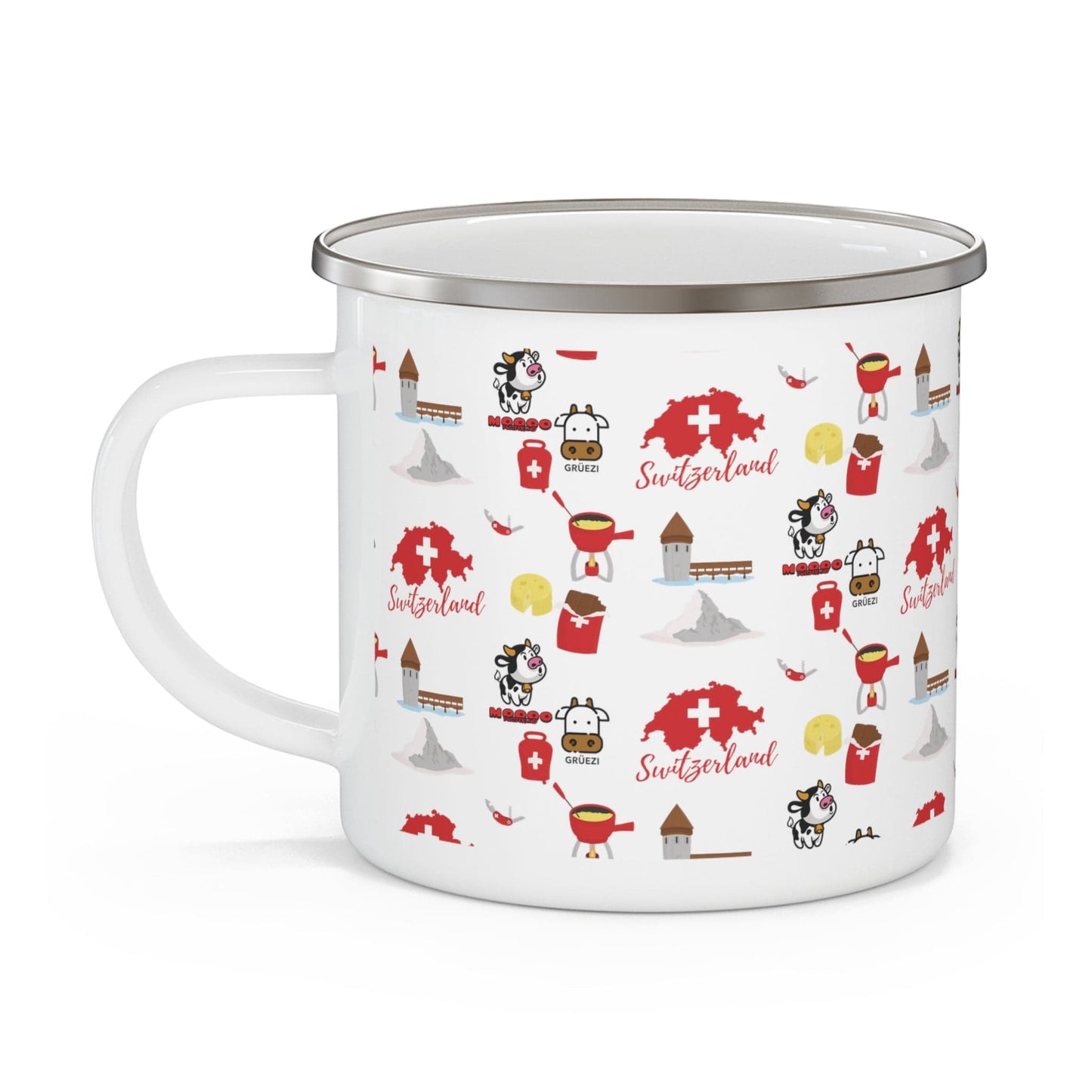 Swiss Adventure Enamel Camping Mug | Explore Switzerland's Iconic Wonders