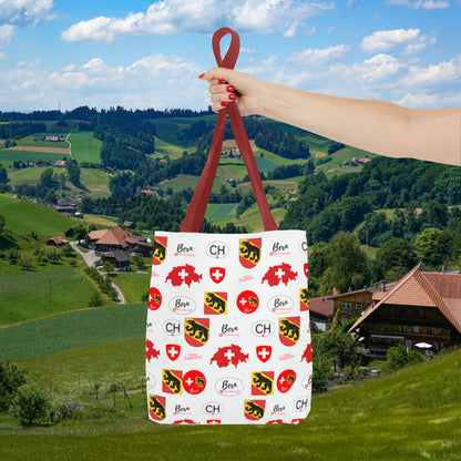 Bern Beauty All Over Tote: Swiss Flag, Coat of Arms & Map Pattern