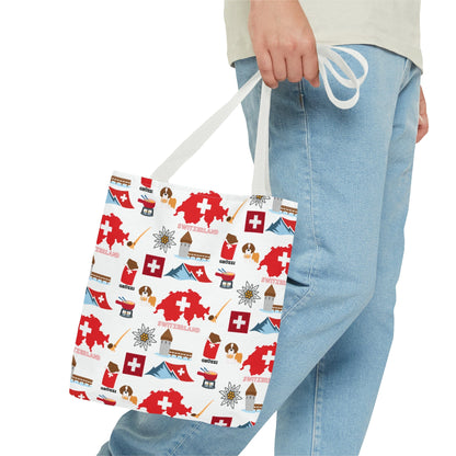 Swiss Travel and Culture Elements Pattern Tote Bag (AOP)